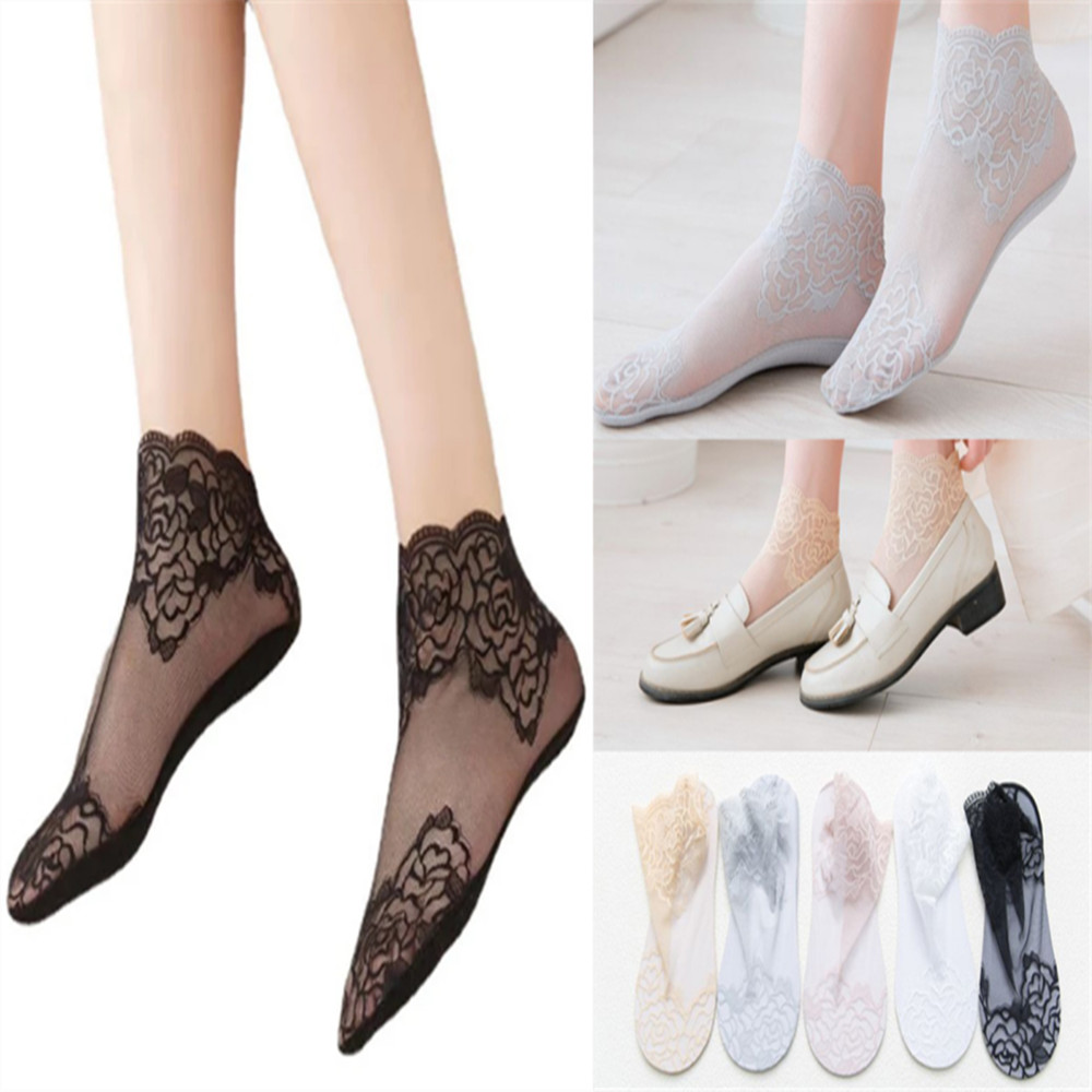 Invisibility Sock Loafer - Meias femininas finas de renda com