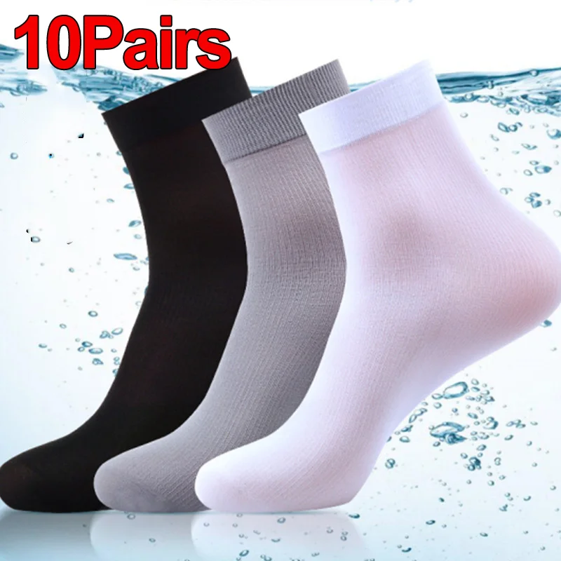Silk Sock Bamboo - 10 Pares Homens Meias Verão Ultra-fino