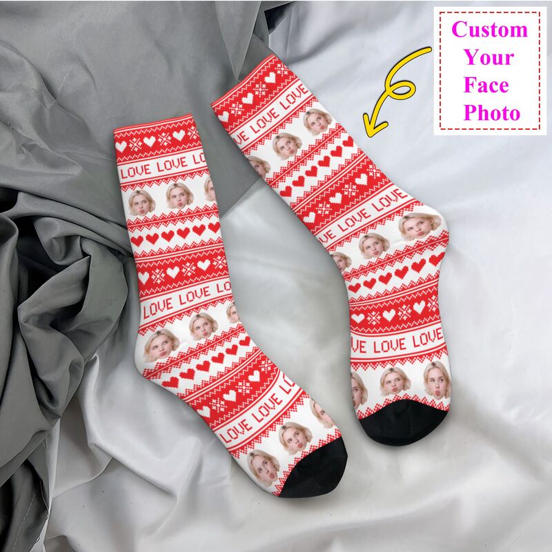 Natal personalizado rosto foto - Dress Sock Men avaliação e preço